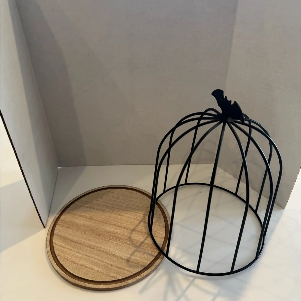 Target Discontinued Halloween Black Metal Bat Birdcage (or decorative cloche). - Picture 2 of 2